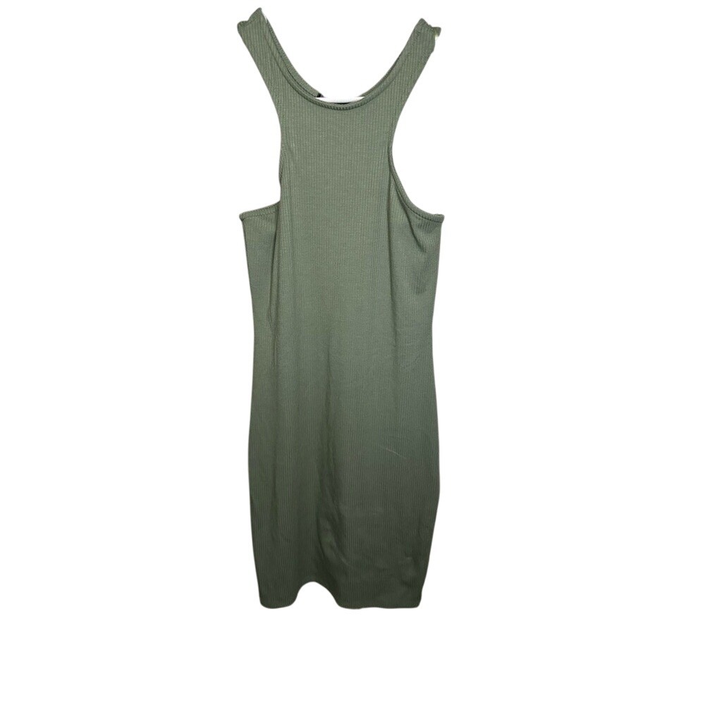 Ribbed Racerback Bodycon Dress Olive Green‎ Sleeveless Tank Style